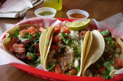 Mmmmm!!! What delicious tacos, made with homemade tortillas. Only at Taqueria Fiesta